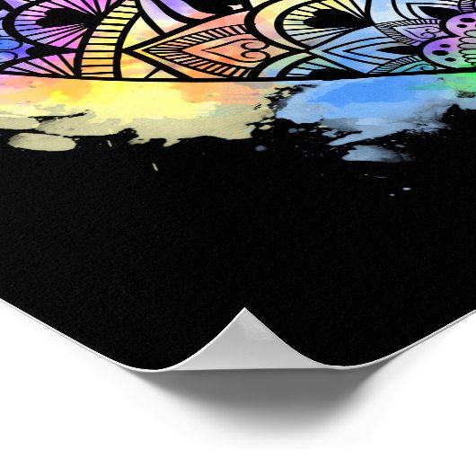 Mandala Heart Multicolor Waterverf Print (Hoek)