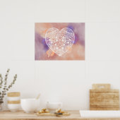 Mandala Heart Soft Peach Paarse Waterverf Print (Keuken)