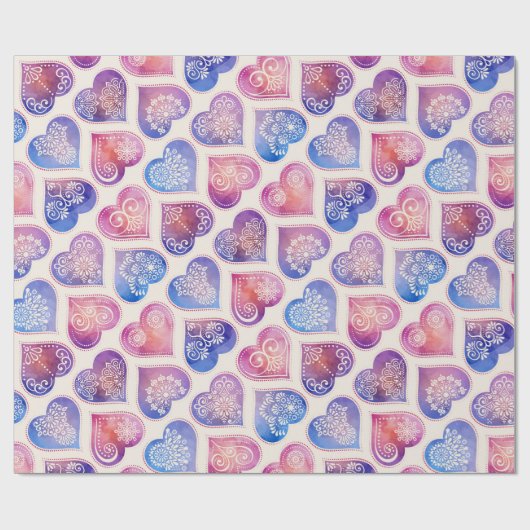 Mandala Hearts Pattern Cadeaupapier (Vlak)