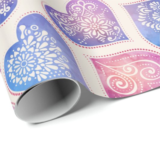 Mandala Hearts Pattern Cadeaupapier (Rol Hoek)