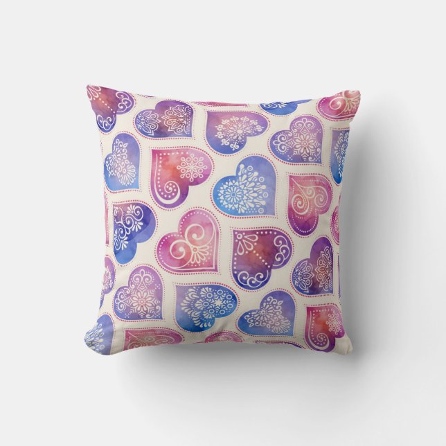 Mandala Hearts Pattern Kussen (Voorkant)