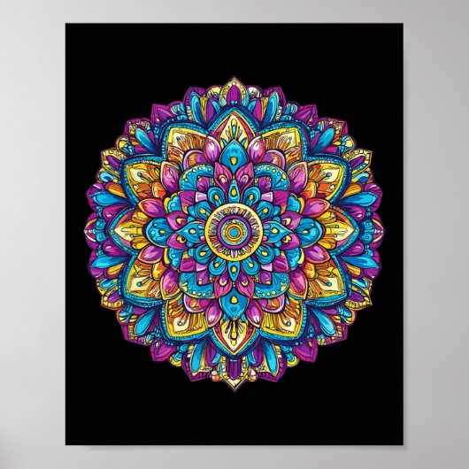 Mandala Heilige Geometrie Meditatie Poster (Voorkant)