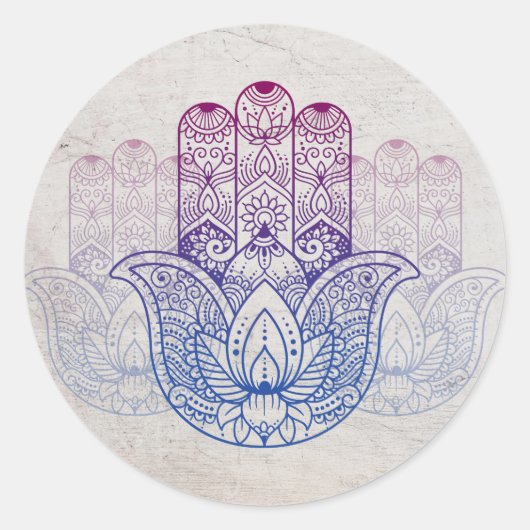 Mandala Henna | Lotus Hand Classic Ronde Sticker (Voorkant)