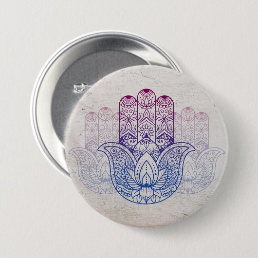 Mandala Henna | Lotus Hand Ronde Button 7,6 Cm (Voorkant /achterkant)