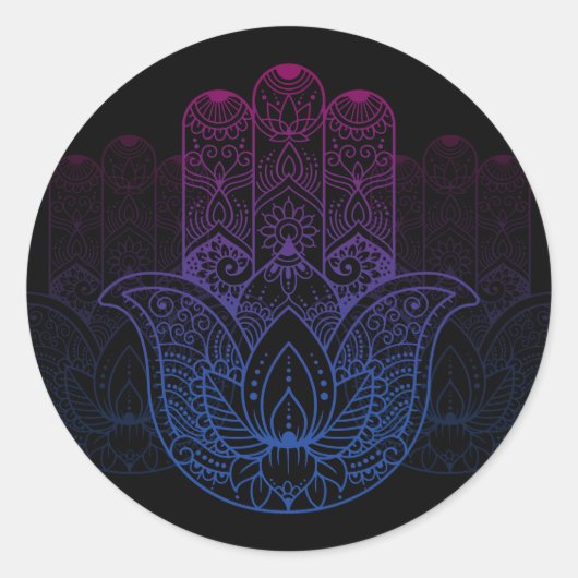 Mandala Henna | Lotus Hand Ronde Sticker (Voorkant)