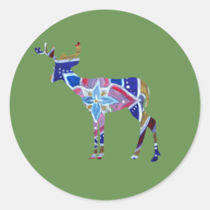 Mandala hert Classic Ronde Sticker, Glanzend Ronde Sticker