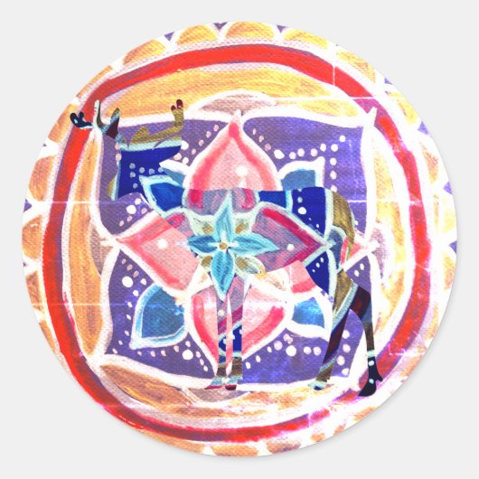 Mandala hert Classic Ronde Sticker, Glanzend Sticker (Voorkant)