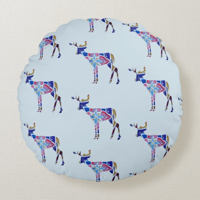 Mandala Herten Rond werpkussen 41 cm Rond Kussen (Voorkant)