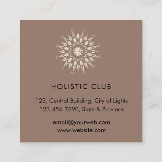 Mandala Holistic Lotus Floral Zen Meditatie Yoga Vierkante Visitekaartje (Achterkant)