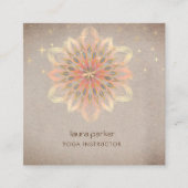 Mandala Holistic Lotus Floral Zen Meditatie Yoga Vierkante Visitekaartje (Voorkant)