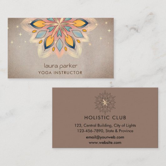 Mandala Holistic Lotus Floral Zen Meditatie Yoga Visitekaartje (Voorkant / Achterkant)