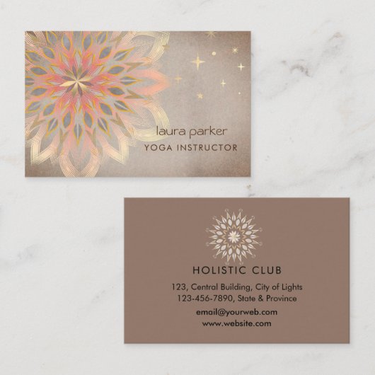 Mandala Holistic Lotus Floral Zen Meditatie Yoga Visitekaartje (Voorkant / Achterkant)