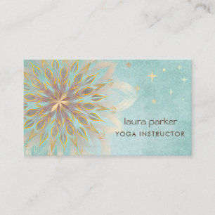 Mandala Holistic Lotus Floral Zen Yoga Blauwgroen Visitekaartje