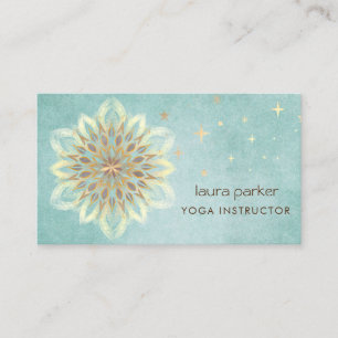 Mandala Holistic Lotus Floral Zen Yoga Blauwgroen Visitekaartje