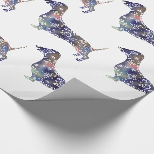 Mandala Hond, Dachshund Glossy Wrapping Papier (Hoek)