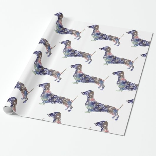 Mandala Hond, Dachshund Glossy Wrapping Papier (Uitgerold)
