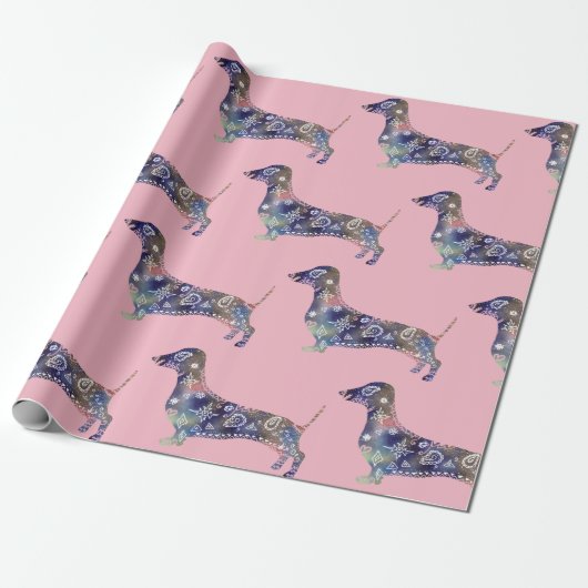 Mandala Hond, Dachshund Matte Wrapping Papier (Uitgerold)