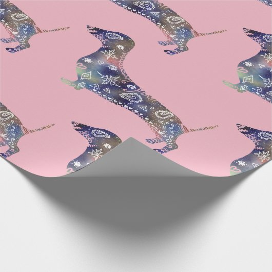 Mandala Hond, Dachshund Matte Wrapping Papier (Hoek)
