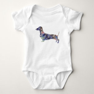 Mandala Hond Jersey Bodysuit, Wit Romper