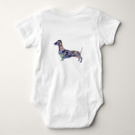 Mandala Hond Jersey Bodysuit, Wit Romper (Achterkant)