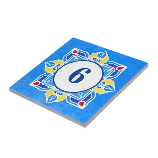 Mandala  huisnummer dat kan worden aangepast tegeltje (Zijkant)