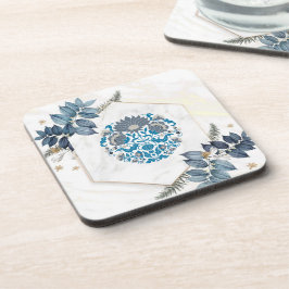 Mandala Illustration, Blauwgroen Floral Graphic Ar Bier Onderzetter