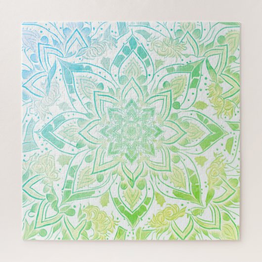 Mandala in Aqua Blue & Lime Green Legpuzzel (Verticaal)
