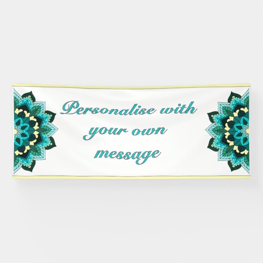 Mandala in aqua spandoek (Horizontaal)