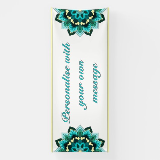 Mandala in aqua spandoek (Verticaal)