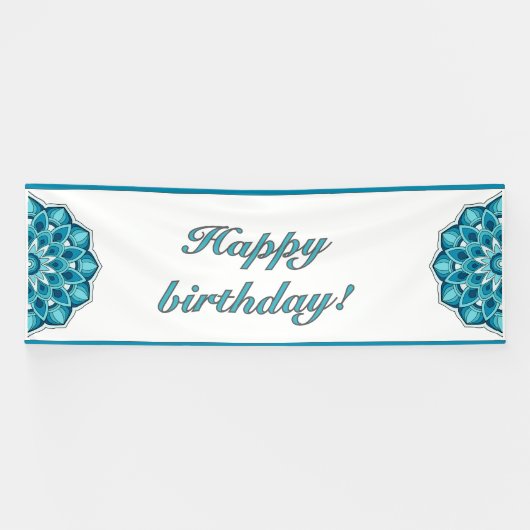 Mandala in aqua spandoek (Horizontaal)