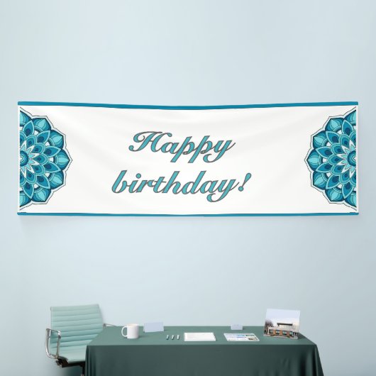 Mandala in aqua spandoek (Beurs)