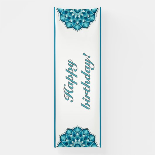 Mandala in aqua spandoek (Verticaal)