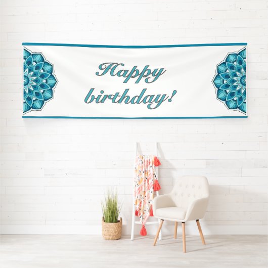 Mandala in aqua spandoek (Insitu)