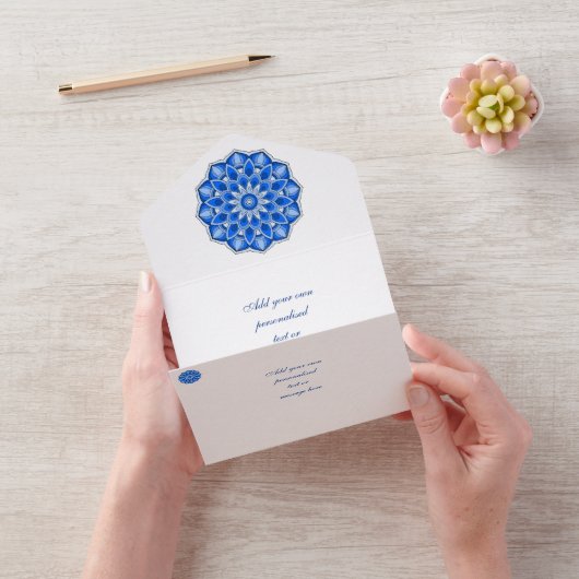 Mandala in blauw all in one uitnodiging (VideoVideo)