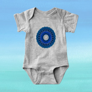 Mandala in Blauw Baby- en Volwassenenkleding Romper