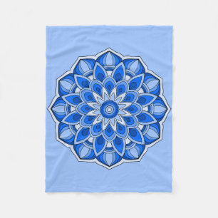 Mandala in blauw Fleece Deken