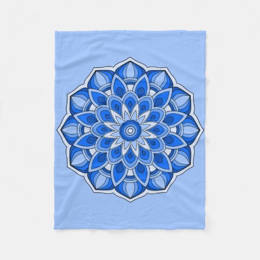 Mandala in blauw Fleece Deken (Voorkant)