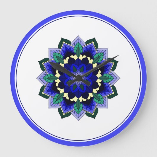 Mandala in blauw grote klok (Voorkant)