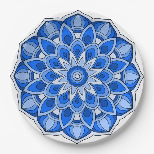 Mandala in blauw Papier Bord (Voorkant)