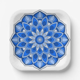 Mandala in blauw Papier Bord