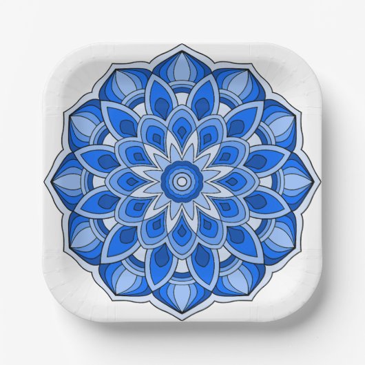 Mandala in blauw Papier Bord (Voorkant)