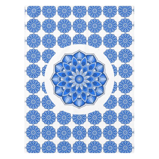 Mandala in blauw tafelkleed (Voorkant)