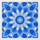 Mandala in blauw Venster Cling Raamsticker (Vel)