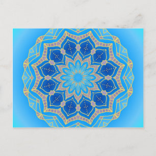 Mandala in elektrisch blauw en turkooise briefkaart
