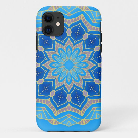 Mandala in elektrisch blauw en turkooise Case-Mate iPhone case (Achterkant)