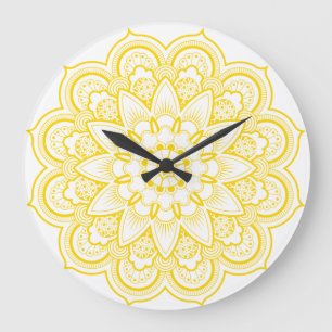 Mandala in Gold en White Grote Klok