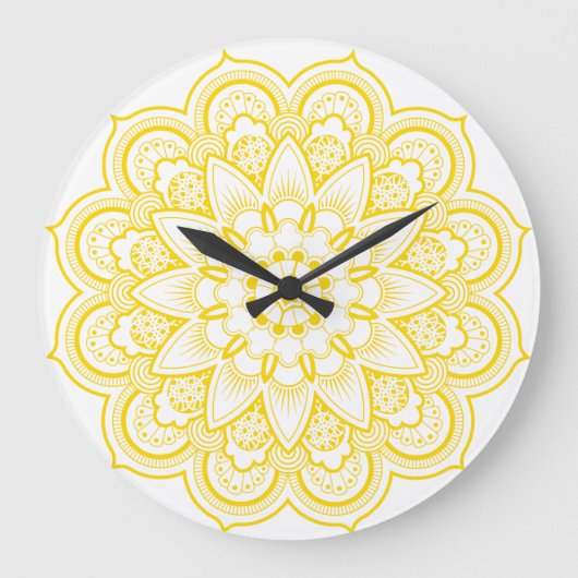Mandala in Gold en White Grote Klok (Voorkant)