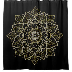  mandala in goud & diamanten glitter textuur douchegordijn