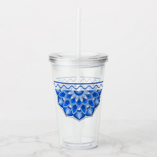Mandala in het blauw acryl drinkbeker