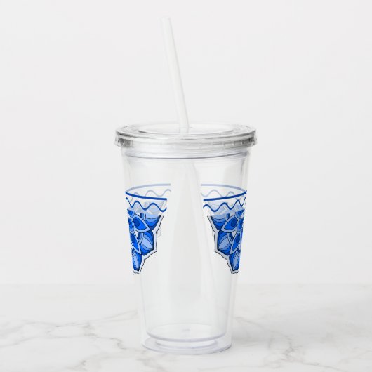 Mandala in het blauw acryl drinkbeker (Links)
